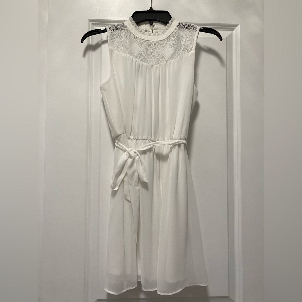 White Mock Neck Dress
